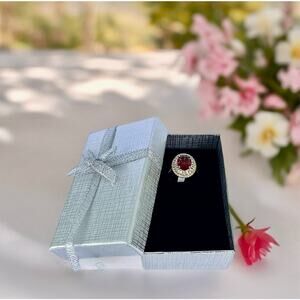 Woman Ring Simulated Red Ruby Gold Plated 14k Size 6 Oro Laminado